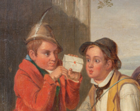 19th Century Genre Scene " Curiosity Unsealed" Oil on Canvas Attributed to Thomas Webster (English 1800-1880) - Image 3