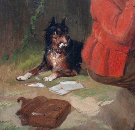 19th Century Genre Scene " Curiosity Unsealed" Oil on Canvas Attributed to Thomas Webster (English 1800-1880) - Image 5