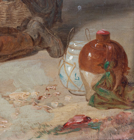19th Century Genre Scene " Curiosity Unsealed" Oil on Canvas Attributed to Thomas Webster (English 1800-1880) - Image 11