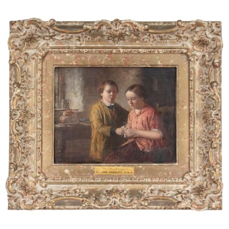 19th Century Oil On Mahogany Board by William M Hensley (British 1819-1883) titled The Cut Finger