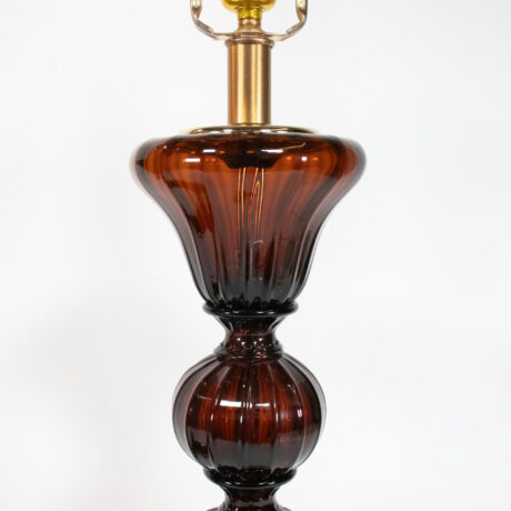 Pair of Mid Century Midnight Amber Table Lamps in the Style of Barovier & Toso - Image 13