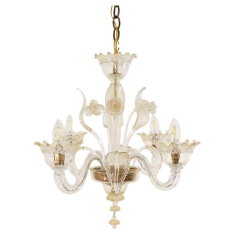 Vintage Traditional Baroque Style Floral 24K Gold Infused  Cristallo Murano Chandelier