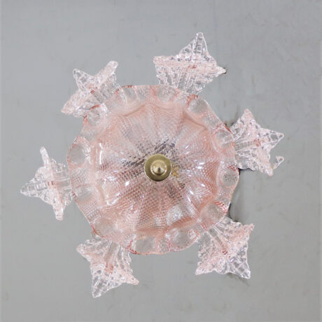 Mid-Century Coral Pink Frond Textured Murano Attributed to Barovier - Image 9
