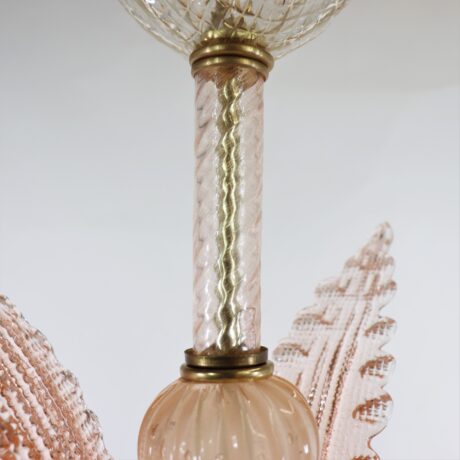 Mid-Century Coral Pink Frond Textured Murano Attributed to Barovier - Image 10