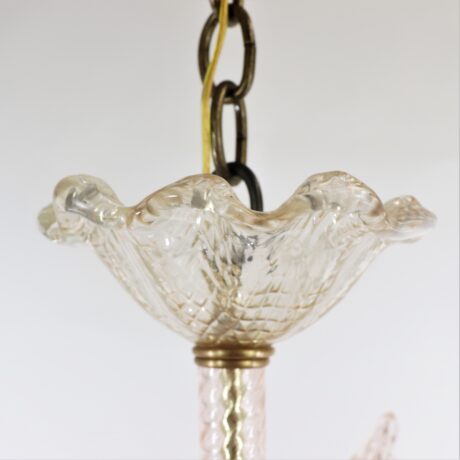 Mid-Century Coral Pink Frond Textured Murano Attributed to Barovier - Image 12