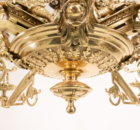 Late 19th Century Eastlake Style Bronze Eight Light Chandelier with Mythological Seahorses and Zephry Faces - Image 13