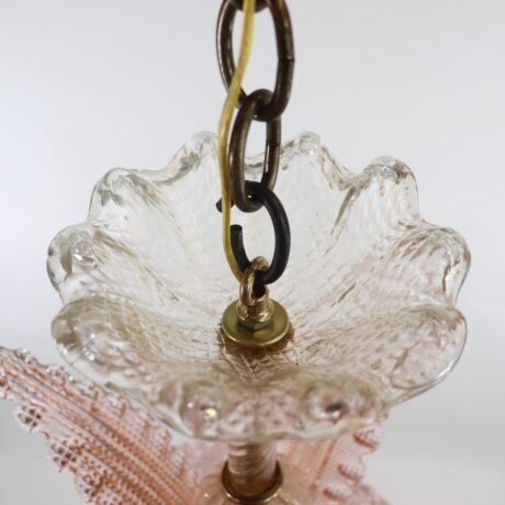 Mid-Century Coral Pink Frond Textured Murano Attributed to Barovier - Image 5