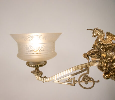 Late 19th Century Eastlake Style Bronze Eight Light Chandelier with Mythological Seahorses and Zephry Faces - Image 8