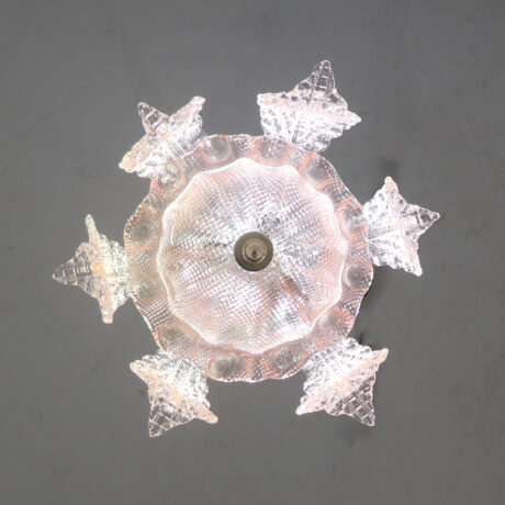 Mid-Century Coral Pink Frond Textured Murano Attributed to Barovier - Image 8