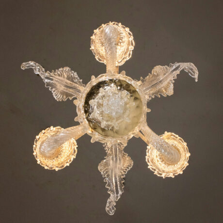 Vintage Traditional Floral Three-Arm 24k Gold Infused Murano Glass Chandelier - Image 20