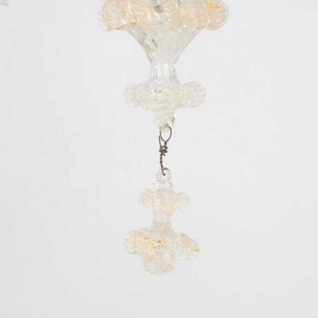 Vintage Traditional Floral Three-Arm 24k Gold Infused Murano Glass Chandelier - Image 12