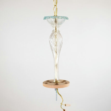 Vintage Baroque Style Cristallo Murano Chandelier with Azure Blue Trim and Gold Specks - Image 3