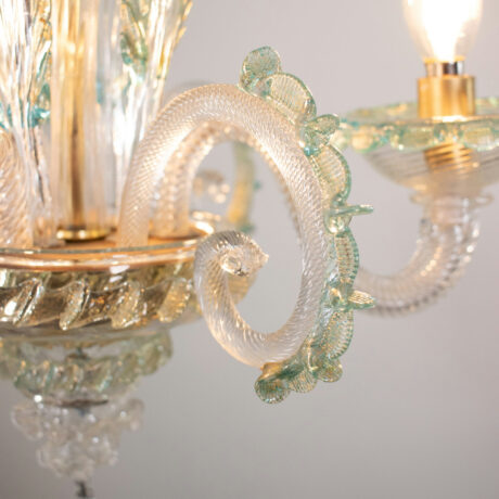 Vintage Baroque Style Cristallo Murano Chandelier with Azure Blue Trim and Gold Specks - Image 10