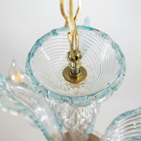 Vintage Baroque Style Cristallo Murano Chandelier with Azure Blue Trim and Gold Specks - Image 14