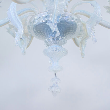 Vintage Baroque Style 6-Arm Opaline Murano Chandelier - Image 6