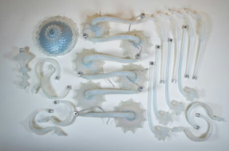 Vintage Baroque Style 6-Arm Opaline Murano Chandelier - Image 9