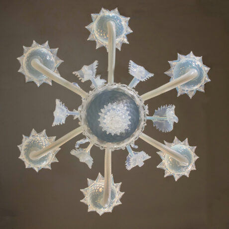 Vintage Baroque Style 6-Arm Opaline Murano Chandelier - Image 11