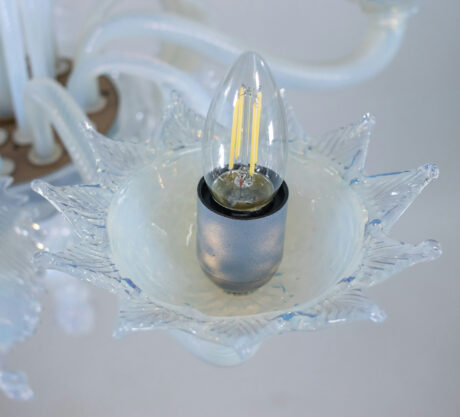 Vintage Baroque Style 6-Arm Opaline Murano Chandelier - Image 13