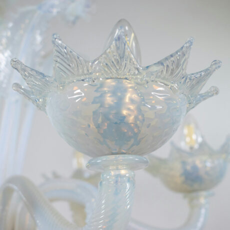 Vintage Baroque Style 6-Arm Opaline Murano Chandelier - Image 14