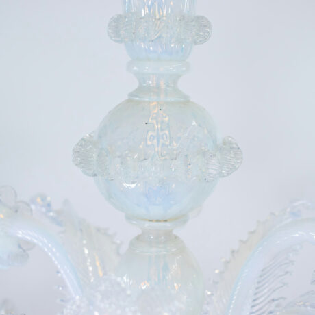 Vintage Baroque Style 6-Arm Opaline Murano Chandelier - Image 15