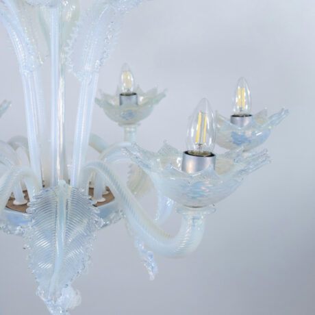 Vintage Baroque Style 6-Arm Opaline Murano Chandelier - Image 17