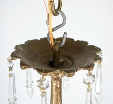 Early 20th Century French Rococo Revival Six Arm Gilt Bronze and Crystal Chandelier with Porcelain Plaques - Image 6