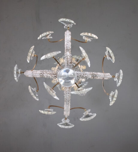 Small Mid Century Italian Rococo Style Crystal Single-Light Chandelier - Image 12