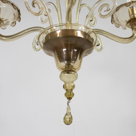 Mid Century Neo-Rococo Golden Amber Murano Chandelier - Image 13