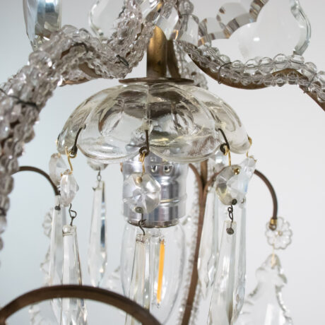Small Mid Century Italian Rococo Style Crystal Single-Light Chandelier - Image 13