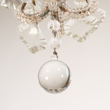 Small Mid Century Italian Rococo Style Crystal Single-Light Chandelier - Image 14