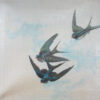 Mid-19th Century English Aesthetic Movement Oil on Canvas Four Panel Screen of Birds - Image 3