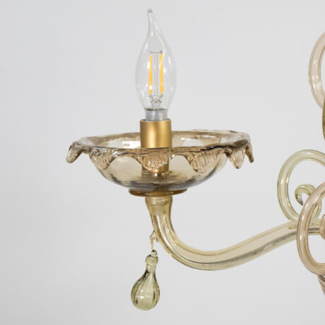 Mid Century Neo-Rococo Golden Amber Murano Chandelier - Image 16