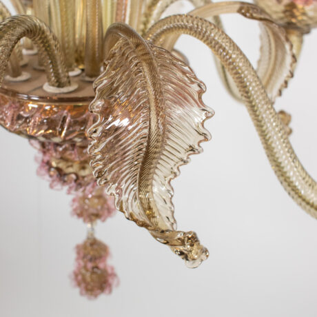 Vintage Baroque Style Pink Caramel Murano Chandelier - Image 17