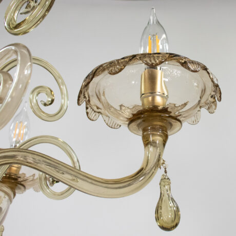 Mid Century Neo-Rococo Golden Amber Murano Chandelier - Image 18