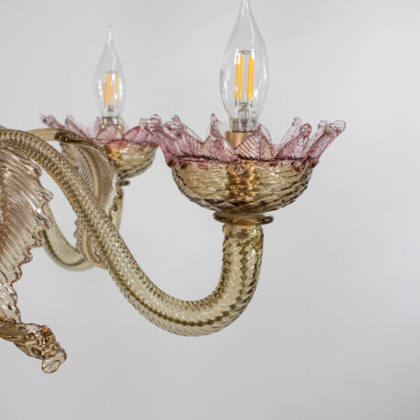 Vintage Baroque Style Pink Caramel Murano Chandelier - Image 19