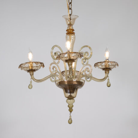 Mid Century Neo-Rococo Golden Amber Murano Chandelier - Image 2