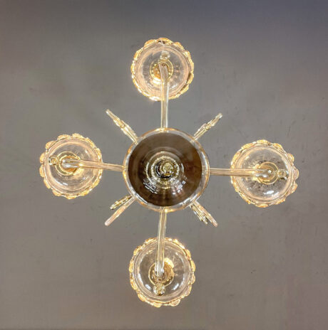 Mid Century Neo-Rococo Golden Amber Murano Chandelier - Image 4