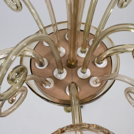 Mid Century Neo-Rococo Golden Amber Murano Chandelier - Image 6