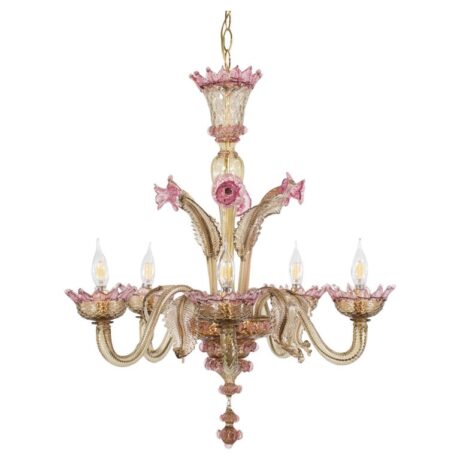 Vintage Baroque Style Pink Caramel Murano Chandelier