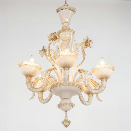 Vintage Baroque Style Crème Brûlée with Honey Lattimo Murano Chandelier - Image 2