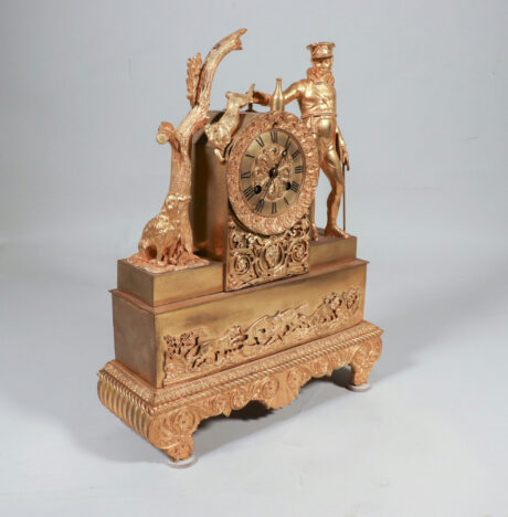 19th Century French Napoleon III Empire Gilt Bronze Clock with Hunting Motifs - Image 2