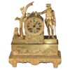 19th Century French Napoleon III Empire Gilt Bronze Clock with Hunting Motifs