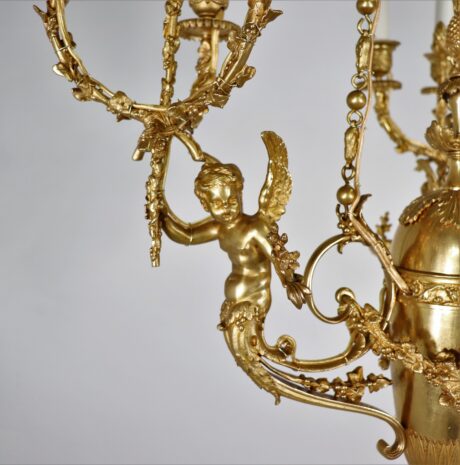 Early 19th Century Louis XVI Style Doré Bronze Cherub Putti Chandelier - Image 9