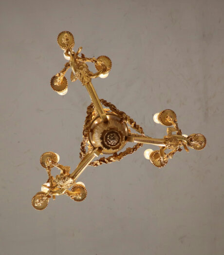 Early 19th Century Louis XVI Style Doré Bronze Cherub Putti Chandelier - Image 11