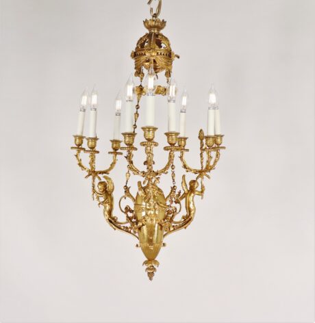 Early 19th Century Louis XVI Style Doré Bronze Cherub Putti Chandelier - Image 14