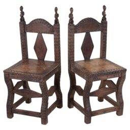Pair of 19th Century Baule Ceremonial Chairs from Ivory Coast