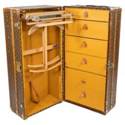 Early 20th Century Louis Vuitton Monogram Wardrobe Trunk with Fourteen Hangers