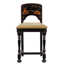 Midcentury Chinoserie Lacquered Small Accent Chair