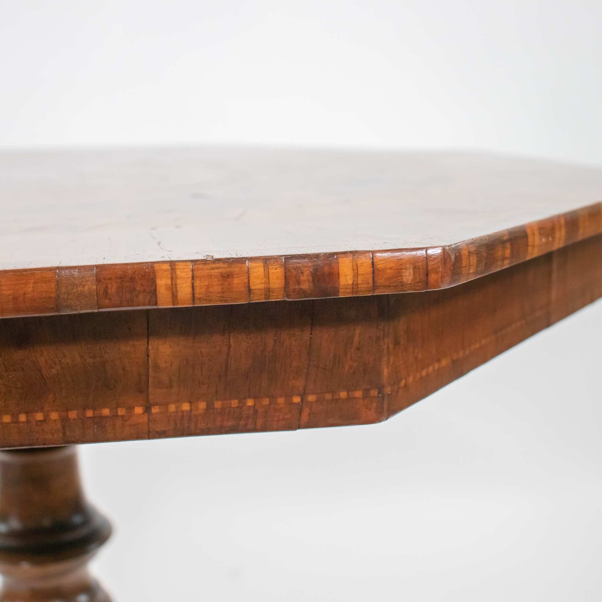Late 19th Century Italian Renaissance Revival Octagonal Burl Walnut Marquetry Table with St. George - Image 10