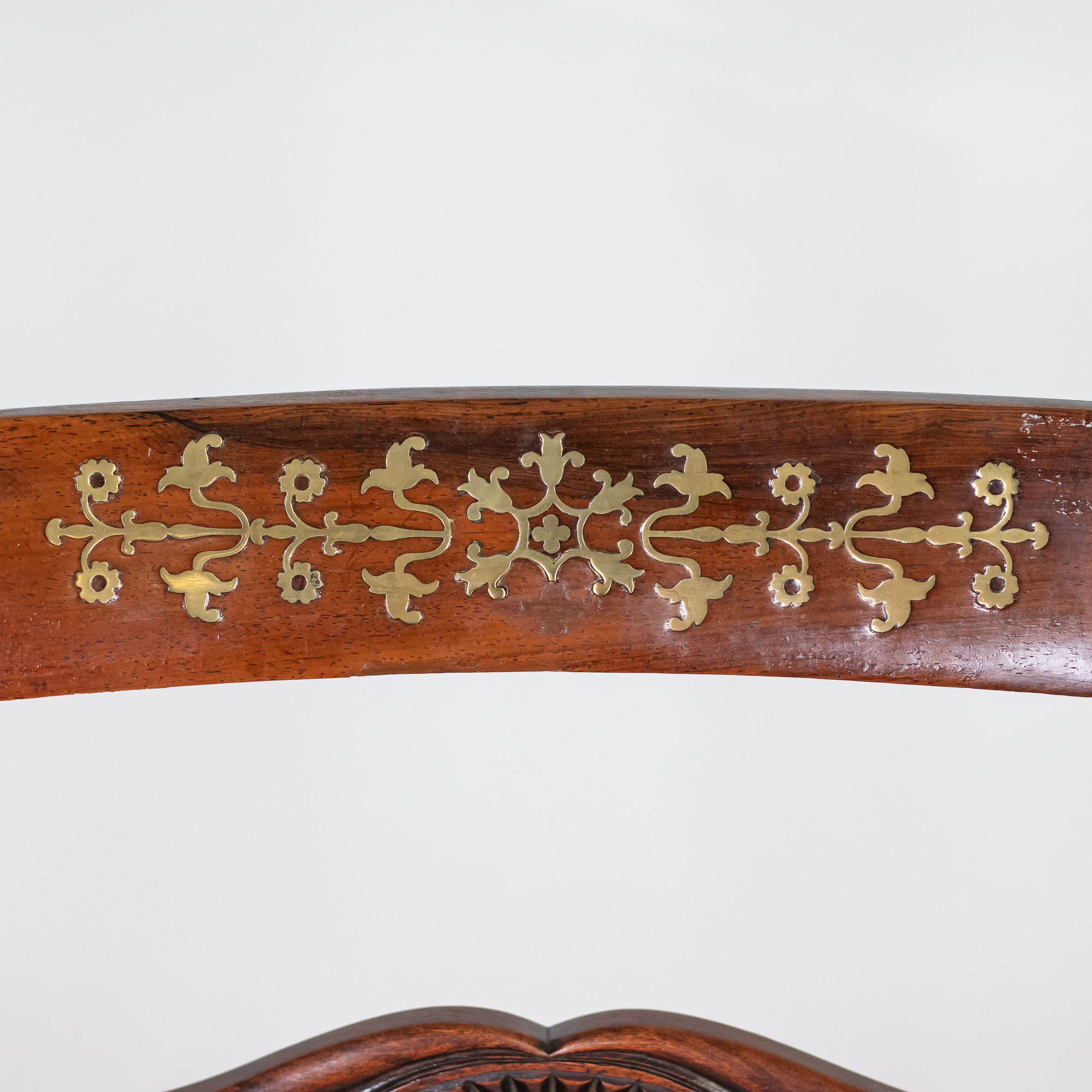 Set of Six Early 19th Century English Regency Period Faux Rosewood Chairs with Brass-Inlaid Tablet Cresting Rails, Circa 1810-20 - Image 11